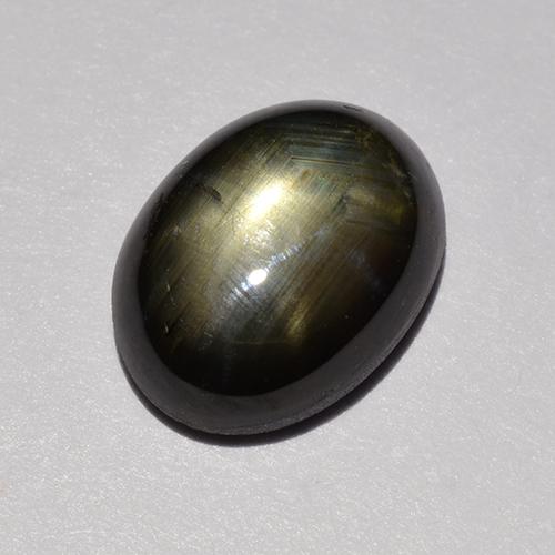 1.47克拉天然黑色星光蓝宝石，椭圆形切割，7.8×5.9毫米，不透明