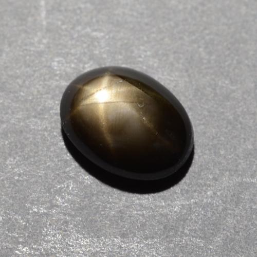 1.12克拉天然黑色星光蓝宝石，椭圆形切割，6.8×5.2毫米，不透明