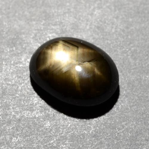 1.16克拉天然黑色星光蓝宝石，椭圆形切割，6.8×5.1毫米，不透明