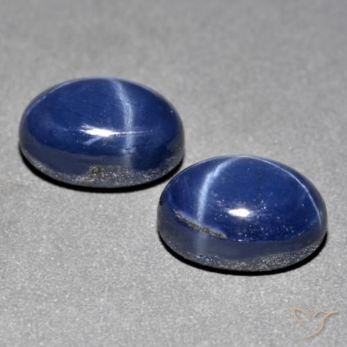 3.33天然星光蓝宝石，椭圆形切割，7.2×5.2毫米，不透明