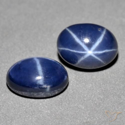 2.93天然星光蓝宝石，椭圆形切割，7×5.2毫米，不透明