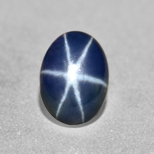 1.26克拉天然星光蓝宝石，椭圆形切割，7×5毫米，半透明
