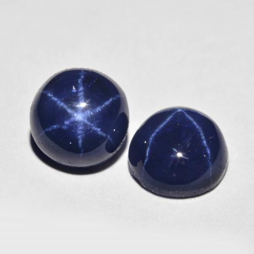 5.04天然星光蓝宝石，圆形切割，7.19毫米，不透明