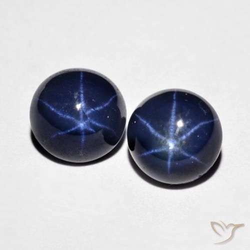4.88ctw 天然 海军蓝 星光蓝宝石, 圆形的, 不透明