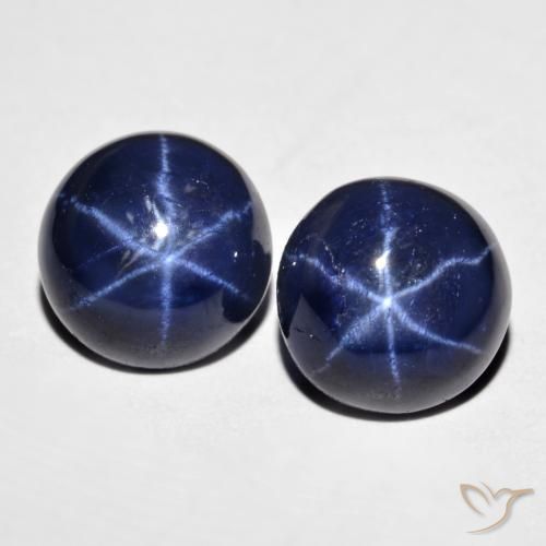 8.96天然星光蓝宝石，圆形切割，9.27毫米，不透明