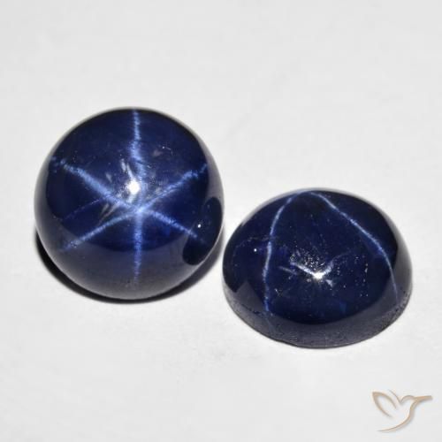 8.96天然星光蓝宝石，圆形切割，9.27毫米，不透明