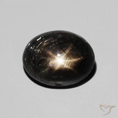 3.50ct 天然 黑色 星光蓝宝石, 椭圆形, 不透明