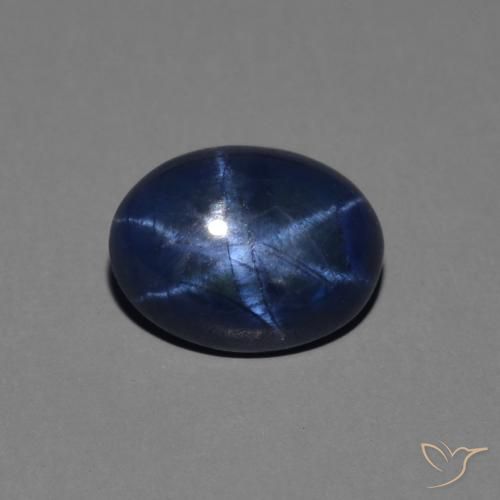 1.44ct 天然 暗蓝色 星光蓝宝石, 椭圆形, 不透明