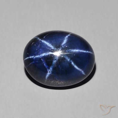 3.46ct 天然 深蓝色 星光蓝宝石, 椭圆形, 不透明