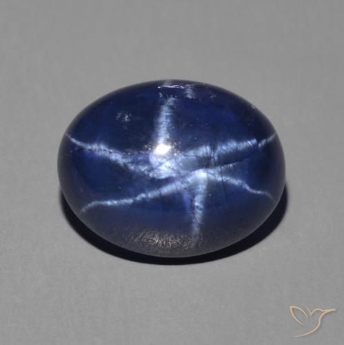 3.06ct 天然 深蓝色 星光蓝宝石, 椭圆形, 不透明