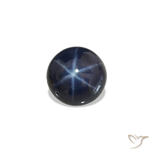 0.53ct 深海军蓝 星光蓝宝石, 圆形的, 不透明