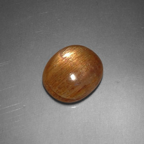 1.62克拉天然棕色星光日光石，椭圆形切割，8.6×7.5毫米，不透明
