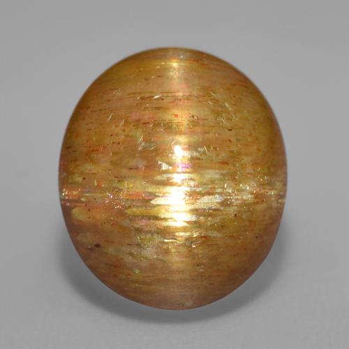 10.04克拉天然棕色星光日光石，椭圆形切割，14×12毫米，不透明