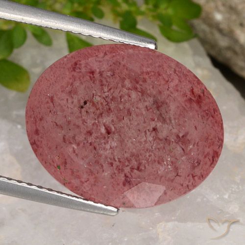 12.29ct 天然 紫樱桃红 草莓石英, 椭圆形, 半透明