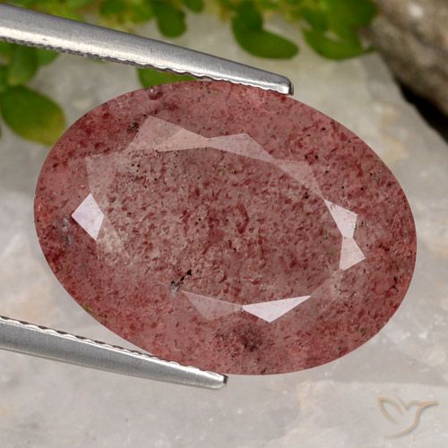 9.14ct 天然 中深红色 草莓石英, 椭圆形, 半透明