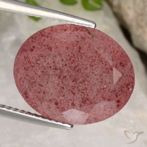 12.80ct 天然 中红 草莓石英, 椭圆形, 半透明