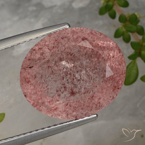 8.89ct 天然 紫红色 草莓石英, 椭圆形, 半透明