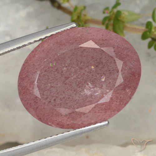 15.08ct 天然 深粉色 草莓石英, 椭圆形, 半透明