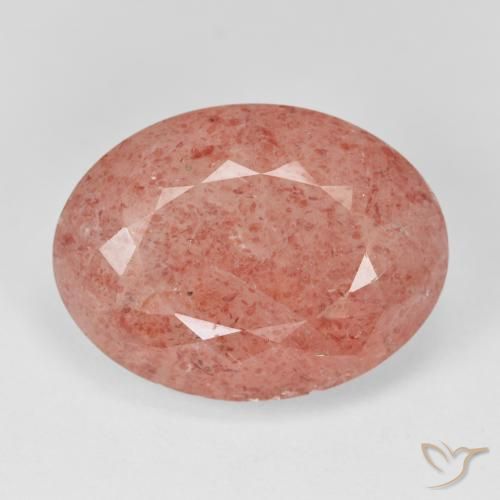 17.53ct 天然 中红 草莓石英, 椭圆形, 半透明