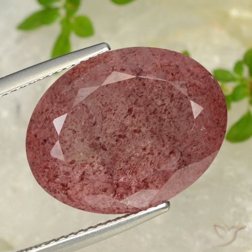 17.12ct 天然 紫樱桃红 草莓石英, 椭圆形, 半透明