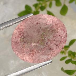 9.40克拉天然草莓石英，椭圆形切割，半透明