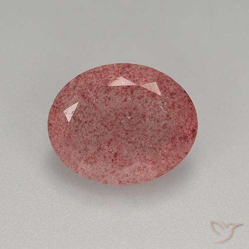 7.64ct 天然 深粉色 草莓石英, 椭圆形, 半透明