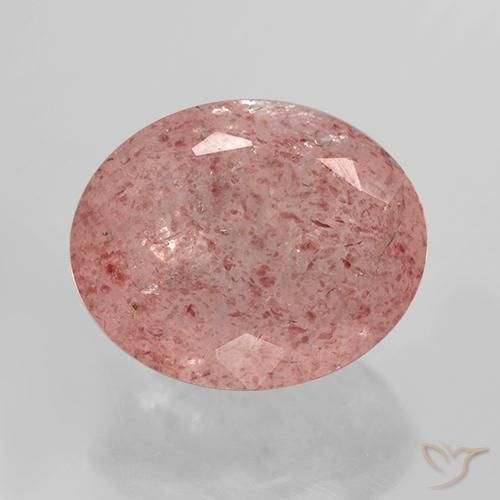 11.84ct 天然 橙粉色 草莓石英, 椭圆形, 半透明