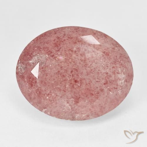 20.31ct 天然 中粉红色 草莓石英, 椭圆形, 半透明