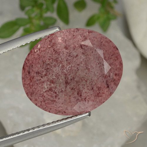 13.88ct 天然 玫瑰粉色 草莓石英, 椭圆形, 半透明