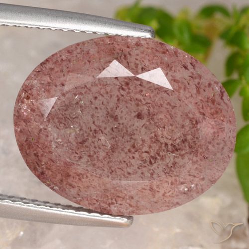 10.20ct 天然 中粉红色 草莓石英, 椭圆形, 半透明