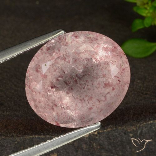 7.37ct 天然 浅粉色 草莓石英, 椭圆形, 半透明