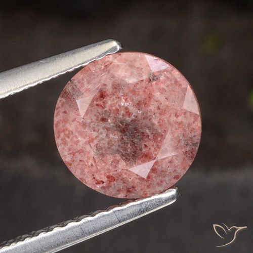 1.94ct 天然 中粉红色 草莓石英, 圆形的, 半透明