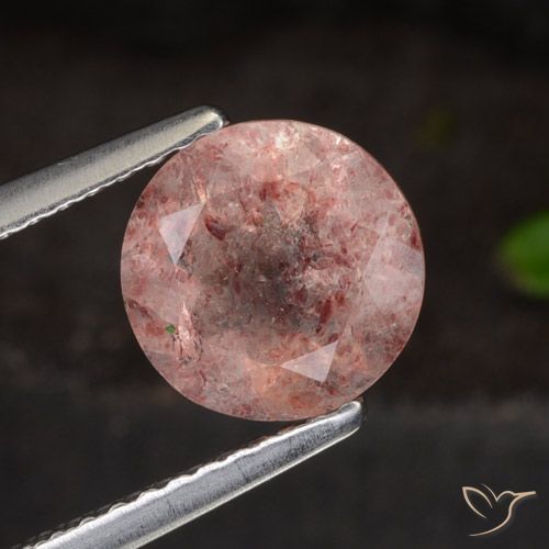 1.63ct 天然 深粉色 草莓石英, 圆形的, 半透明
