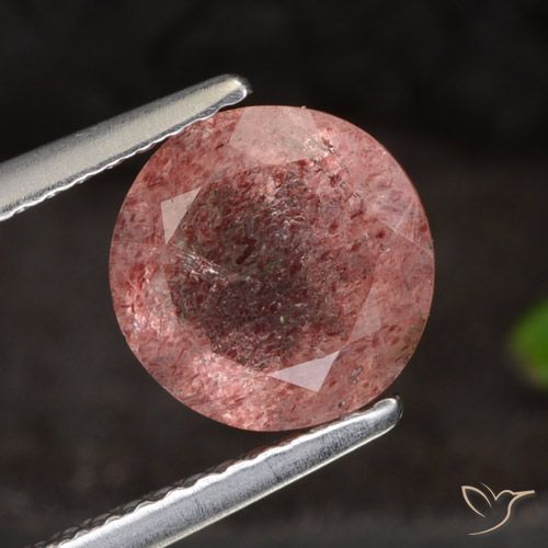 1.98ct 天然 深粉色 草莓石英, 圆形的, 半透明