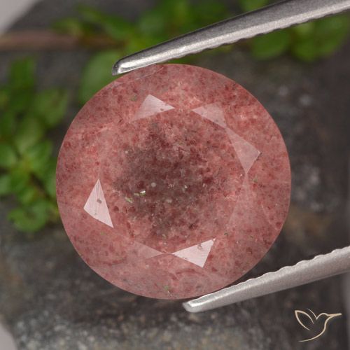 4.73ct 天然 深玫瑰粉色 草莓石英, 圆形的, 半透明