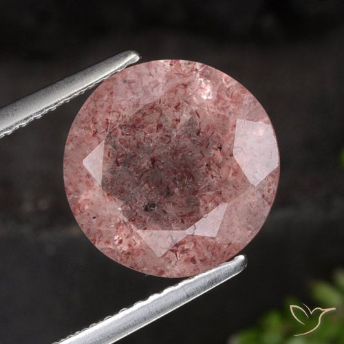 4.28ct 天然 深粉色 草莓石英, 圆形的, 半透明