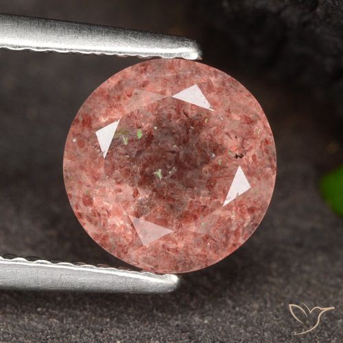 1.96ct 天然 覆盆子粉 草莓石英, 圆形的, 半透明