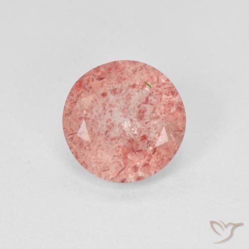 1.87ct 天然 浅淡粉色 草莓石英, 圆形的, 半透明