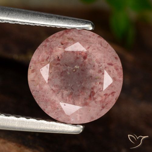 1.84ct 天然 浅淡粉色 草莓石英, 圆形的, 半透明