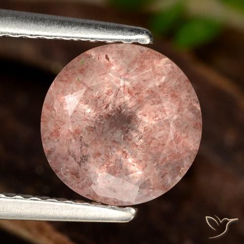 1.92ct 天然 中深粉色 草莓石英, 圆形的, 半透明