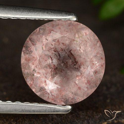 1.97ct 天然 大地粉色 草莓石英, 圆形的, 半透明