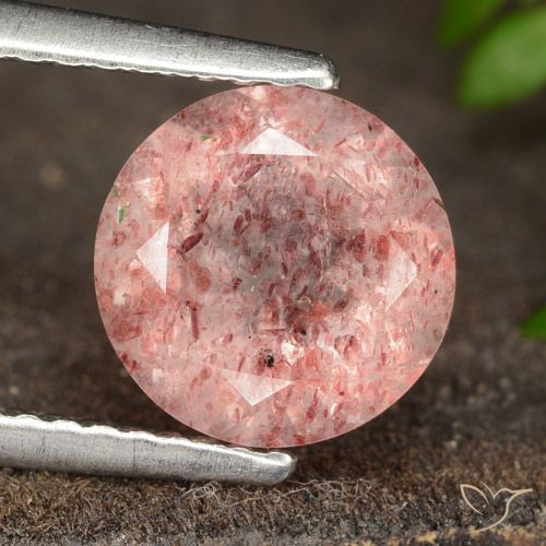 1.84ct 天然 瓢虫红 草莓石英, 圆形的, 半透明