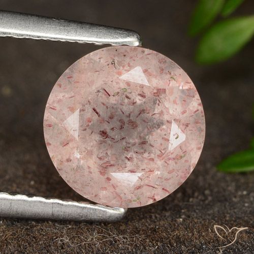 1.80ct 天然 浅粉色 草莓石英, 圆形的, 半透明