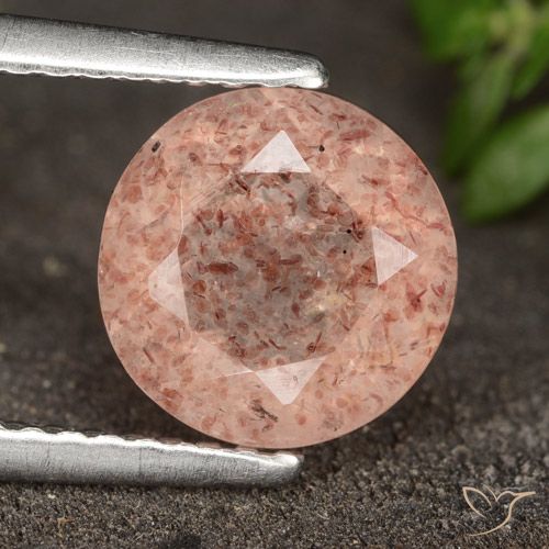 1.75ct 天然 橙粉色 草莓石英, 圆形的, 半透明
