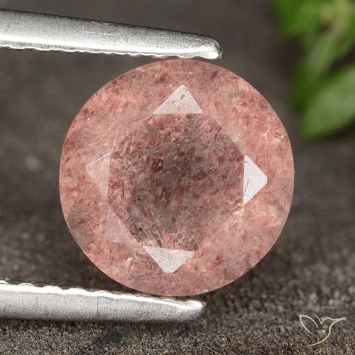 1.83ct 天然 深玫瑰粉色 草莓石英, 圆形的, 半透明