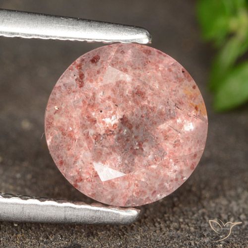 1.73ct 天然 大地粉色 草莓石英, 圆形的, 半透明