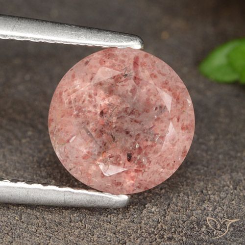 1.70ct 天然 中粉红色 草莓石英, 圆形的, 半透明