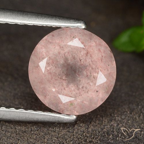 1.93ct 天然 火烈鸟粉色 草莓石英, 圆形的, 半透明