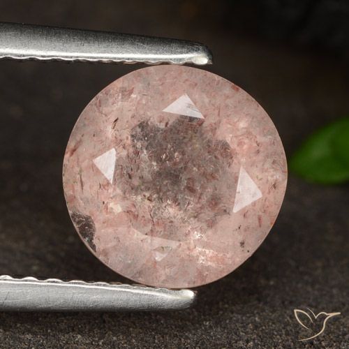 1.78ct 天然 浅粉色 草莓石英, 圆形的, 半透明