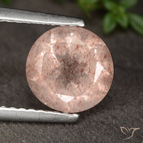 1.72ct 天然 中浅粉色 草莓石英, 圆形的, 半透明